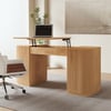 Velign 60" Natural Standing Office Desk with 2-Door Storage Cabinet