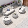 4-Piece Cocaro Garden Furniture Set with Rope Weave, Coffee Table and Swivel Base, Grey-White