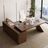 Modern 180 cm L-Shaped Walnut Executive Desk with Right Hand Return