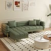Axial 91" 2-Piece Performance Leather Sectional Sofa with Ottoman, Gold Legs & Pillows