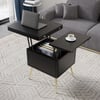 Modern Multi-functional Coffee Table Extendable with Storage & Lift Top in Black