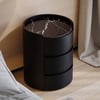 Modern white Bedside Table with 3-drawer marble and leather