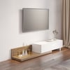 Extendable Floor White & Walnut TV Stand with 3 Drawers(47"-100")