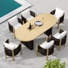 7-delige uitschuifbare tuineettafel Costra met 6 gevlochten stoelen voor 4 tot 6 personen