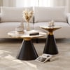 2-teiliges Set runder Couchtisch Sculra mit schwarzer Sintersteinplatte (20 - 70 cm)