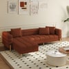 Canapé sectionnel Axial de 231 cm 2 pièces en tissu bouclette avec ottoman, pieds dorés et oreillers