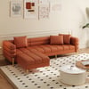 Axial 91" 2-Piece Performance Leather Sectional Sofa with Ottoman, Gold Legs & Pillows