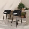 2-Piece Outdoor Patio Braided Rope and Aluminium 97 cm Bar Stools with Backrest