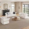 Modern Faux Leather Living Room Sofa Set in White Set of 3