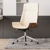 Modern White Faux Leather Swivel Executive Office Chair with Adjustable Height