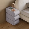 Humply Gray Faux Leather Narrow Nightstand with Charging Station