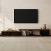 Meuble TV extensible réversible Fero 180 - 280 cm avec 3 tiroirs - noir et noyer
