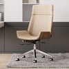 Modern Khaki Faux Leather Swivel Executive Office Chair with Adjustable Height