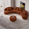 4-Piece Curved Boucle Sectional Sofa with Ottoman & Pillows