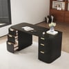 Modern 64" Rounded Edge Black Sintered Stone Desk with Dual Storage