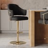 Modern Black Boucle Adjustable Swivel Counter Stool with Gold Base, 1 Piece