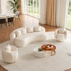 Suncurve Faux Leather 3-Seat Sofa Set with Swivel Accent Chairs Set of 2