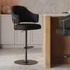 Modern Black Boucle Adjustable Swivel Counter Stool with Matte Black Base, 1 Piece