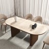 Modern 79"-95" Extendable Oval Walnut Matte Sintered Stone Dining Table, Seats 6-10