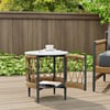 470mm Round Outdoor Side Table Ropipe with Storage Patio Rope End Table in Dark Gray