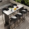 7-Piece Outdoor Sintered Stone & Aluminium Bar Dining Set with 6 Bar Stools in Dark Grey