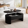 Modern 120 cm Black Oval Fluted Coffee Table with Lift-top