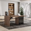 60" Modern Wooden Desk Walnut Home Office Desk & Home Office Chair Set Adjustable Height