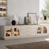 Arune 80" Arched Glass Doors TV Stand with Storage and LED