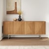 Modern 71" Natural Wood Sideboard with Cabinets & Adjustable Shelves