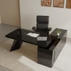 Ensemble de chaises de bureau en cuir inclinables noires en forme de L pour main gauche (1800 mm)