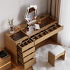 Modern Natural Makeup Vanity Set with Charging Station & Mirror
