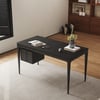 Mid-Century Modern 55" Rectangular Black Ash Wood Desk with 3 Drawers