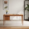 Mid-Century Modern 55" Rectangular Natural Ash Wood Desk with 3 Drawers