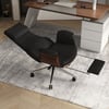 Ergonomic Black Faux Leather High Back Reclining Swivel Office Desk Chair with Footrest