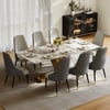 Modern 2200mm Rectangle Sintered Stone Dining Table with 8 Chairs in Gold