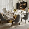 Dining Set 79" Modern Rectangle Sintered Stone Dining Table Gold with 6 Chairs