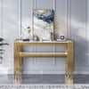 Modern 47" Sintered Stone Narrow Console Table with Storage Shelf & Golden Legs