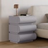 Humply Gray Faux Leather 3-Drawer Nightstand with Charging Station