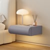 Humply Gray Faux Leather Floating Nightstand with Charging Station