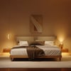 Natural King Size Wood Platform Bed with Headboard and Floating Smart Nightstands