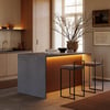 Modern 72" Concrete Gray Kitchen Island with Storage & LED Light, Waterfall Edge