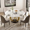 Dining Set 53" Sintered Stone Round Dining Table White & Gray with 4 Chairs