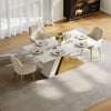 Silexa Modern 160 cm rechthoekige hoogglans eettafel van gesinterd steen, 4 zitplaatsen