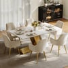 Ensemble de salle à manger Table à manger rectangulaire moderne en pierre frittée de 71 pouces avec 6 chaises