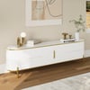 Modern 220 cm Sintered Stone Oval TV Stand with 4 Drawers and Shelf