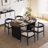 Japandi 1600mm-2000mm Oval Extendable Black Dining Table & 4 Dining Chair Set