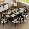 Dining Set 79"-94" Japandi Oval Extendable Dining Table Black with 8 Chairs