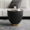 Modern 46 cm Round Gray Sintered Stone Leather Drum Coffee Table