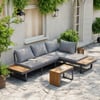 Slatera Outdoor Acacia & Aluminum Modular Sofa Set in Dark Gray