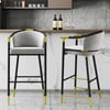 Sgabello da bar moderno imbottito Cranis in velluto grigio, 1 pezzo